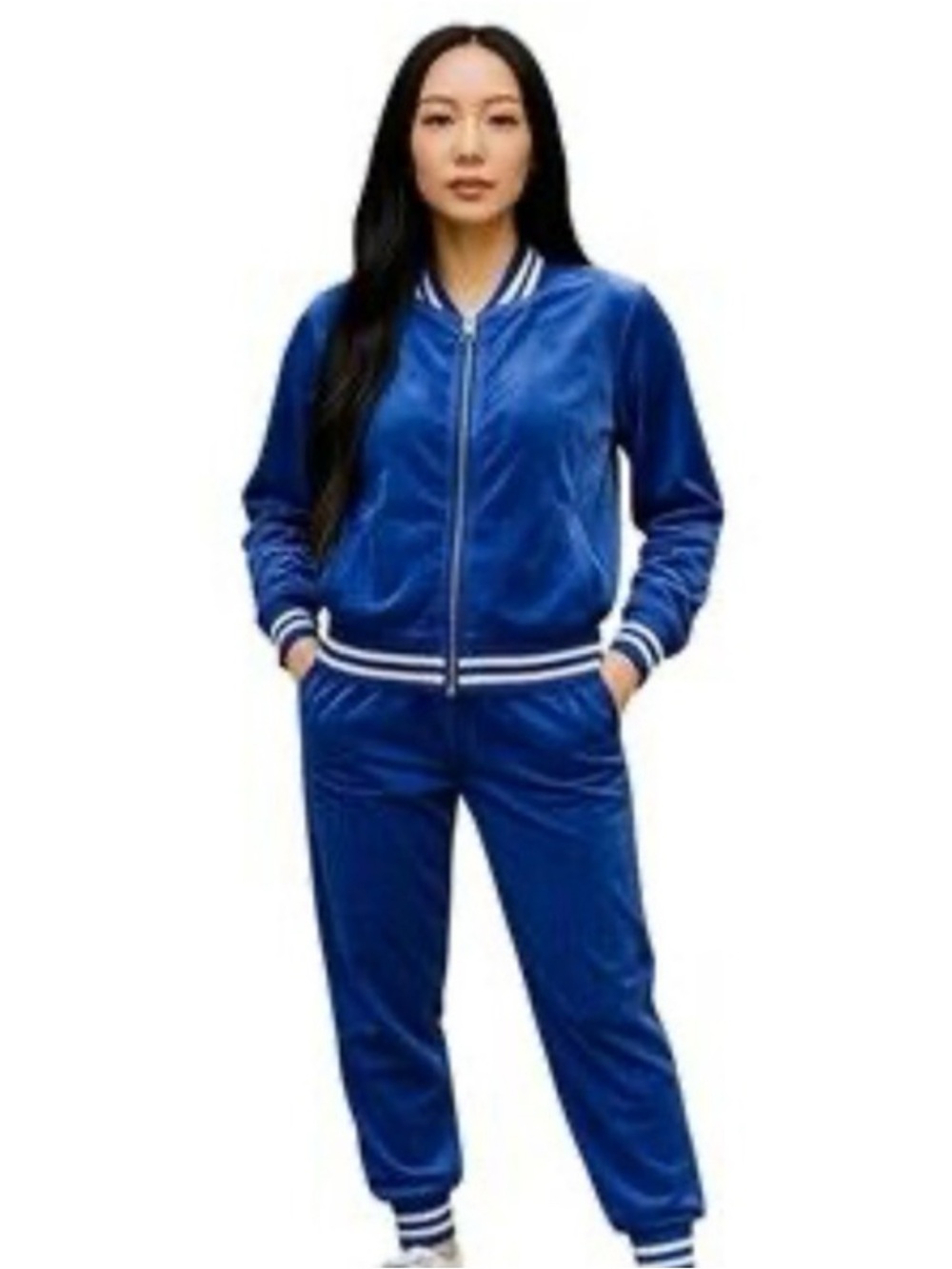 Kate & Mallory Royal Blue Velvet Track Jacket & Joggers